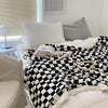 Polyester Plaid Casual Sofa Throw Blanket