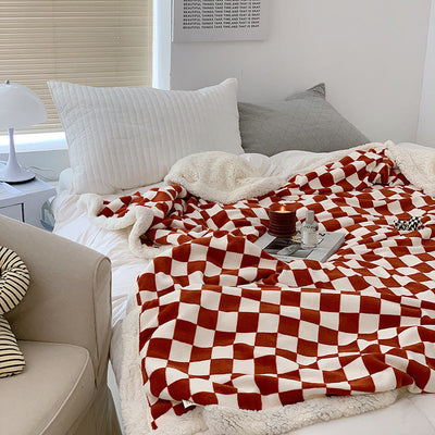 Polyester Plaid Casual Sofa Throw Blanket