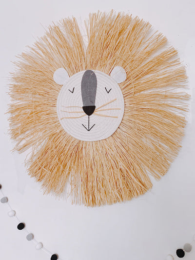 Cartoon Lion Tiger Straw Home Wall Hangings