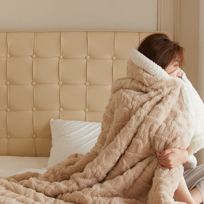 Polyester Soft Solid Sofa Throw Blanket