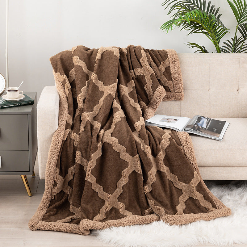 Polyester Soft Plaid Sofa Throw Blanket