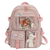 Preppy Backpack, Kawaii Backpack with Kawaii Pin And Accessories for Girls School Cute Aesthetic Backpack