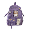 Preppy Backpack, Kawaii Backpack with Kawaii Pin And Accessories for Girls School Cute Aesthetic Backpack