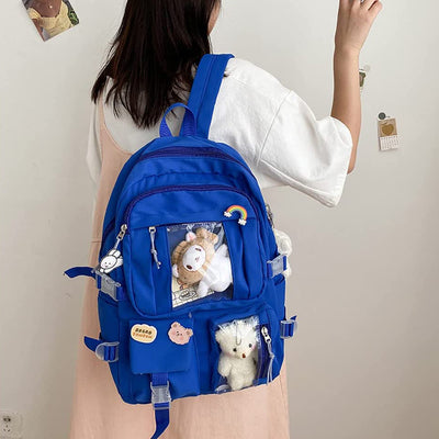 Preppy Backpack, Kawaii Backpack with Kawaii Pin And Accessories for Girls School Cute Aesthetic Backpack