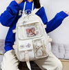 Preppy Backpack, Kawaii Backpack with Kawaii Pin And Accessories for Girls School Cute Aesthetic Backpack