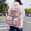 Preppy Backpack, Kawaii Backpack with Kawaii Pin And Accessories for Girls School Cute Aesthetic Backpack