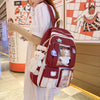 Preppy Backpack, Kawaii Backpack with Kawaii Pin And Accessories for Girls School Cute Aesthetic Backpack