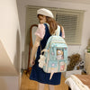 Preppy Backpack, Kawaii Backpack with Kawaii Pin And Accessories for Girls School Cute Aesthetic Backpack