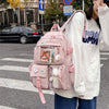 Preppy Backpack, Kawaii Backpack with Kawaii Pin And Accessories for Girls School Cute Aesthetic Backpack