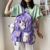 Preppy Backpack, Kawaii Backpack with Kawaii Pin And Accessories for Girls School Cute Aesthetic Backpack