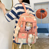 Preppy Backpack, Kawaii Backpack with Kawaii Pin And Accessories for Girls School Cute Aesthetic Backpack