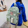 Preppy Backpack, Kawaii Backpack with Kawaii Pin And Accessories for Girls School Cute Aesthetic Backpack