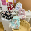 Preppy Backpack, Kawaii Backpack with Kawaii Pin And Accessories for Girls School Cute Aesthetic Backpack