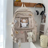 Preppy Backpack, Kawaii Backpack with Kawaii Pin And Accessories for Girls School Cute Aesthetic Backpack